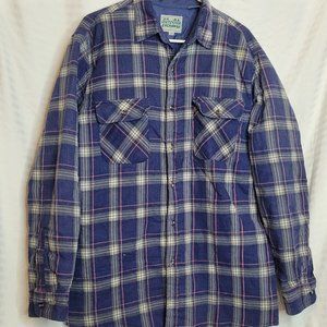 Vintage Insulated Flannel Shirt Blue Pink Plaid Outdoor Exchange Large Tall